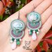 Orecchini verdi e rosa con cabochon artigianale e tondi in agata verde striata - orecchini soutache 