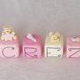 Cake topper cubi con orsetti ALATI in scala di rosa 8 cubi 8 lettere