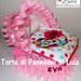 Torta di Pannolini culla carrozzina Pampers Baby Dry + bavaglino Minnie Topolino idea regalo nascita battesimo baby shower