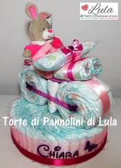 Torta di Pannolini Pampers Moto bicicletta Peluche sonaglino idea regalo nascita battesimo baby shower