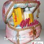 Torta di pannolini SCRIGNO PORTAGIOIE BAULE + PRODOTTO BAGNO idea regalo nascita battesimo baby shower femmina