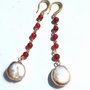orecchini con agata rossa e perla coltivata