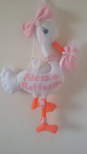 Inserzione riservata fiocco nascita cicogna "Alessia Fiorella"