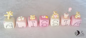 cake topper cubi con orsetti in scala di rosa CURICINI - 7 cubi 7 lettere bimba