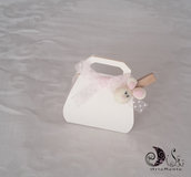 bomboniera borsetta portaconfetti con mollettina legno decorata coniglietto bimba 