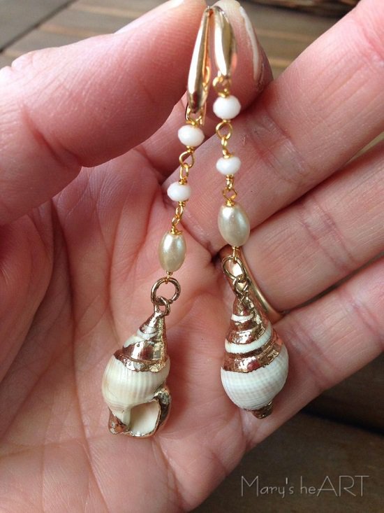 Orecchini Boho con vere conchiglie di mare • Orecchini con