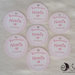 etichette tonde tag rosa con cuori nascita e battesimo 
