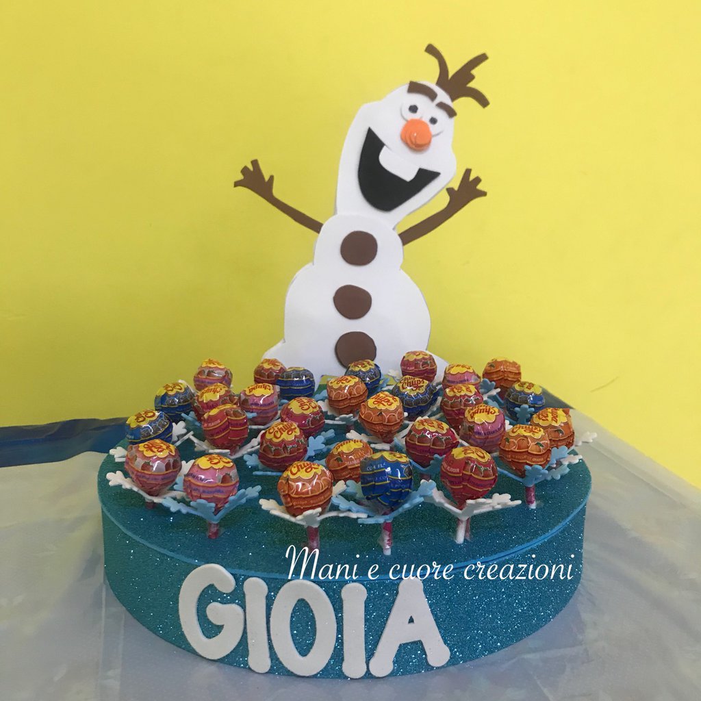 Torta Chupa Chups Olaf Frozen - Feste - Decorazioni - di Mani e