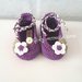Bandana per bambina, viola con fiore e foglie, realizzata in 100% cotone italiano, 