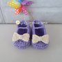 Scarpine a ballerina per neonata, viola con fiocco panna sono realizzate in lana acrilica 100% italiana