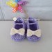 Scarpine a ballerina per neonata, viola con fiocco panna sono realizzate in lana acrilica 100% italiana