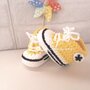 Scarpine stile converse all star, per neonati, gialle, realizzate in lana 100% italiana