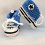 Scarpine stile converse all star, per neonati, blu,  realizzate in lana 100% italiana