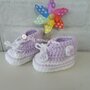 Scarpine stile converse all star, per neonati, lilla,  realizzate in lana 100% italiana