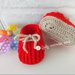 Scarpine per neonati, realizzate in lana con uncinetto. Portafortuna ROSSO