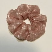 Elastico per capelli glitterato made in Italy/ rose gold sequin scrunchie 