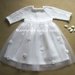 Abito Battesimo bambina -  vestito/vestitino cotone bianco/lino/tulle con fiori bianchi 
