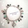 Bracciale charms ciondoli pendenti. Nero Tiffany. Cuore. Etnico 