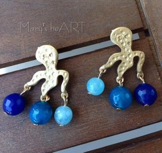 Orecchini a forma di polpo con pietra di luna: fatti a mano in argento sterling 925 - Italia