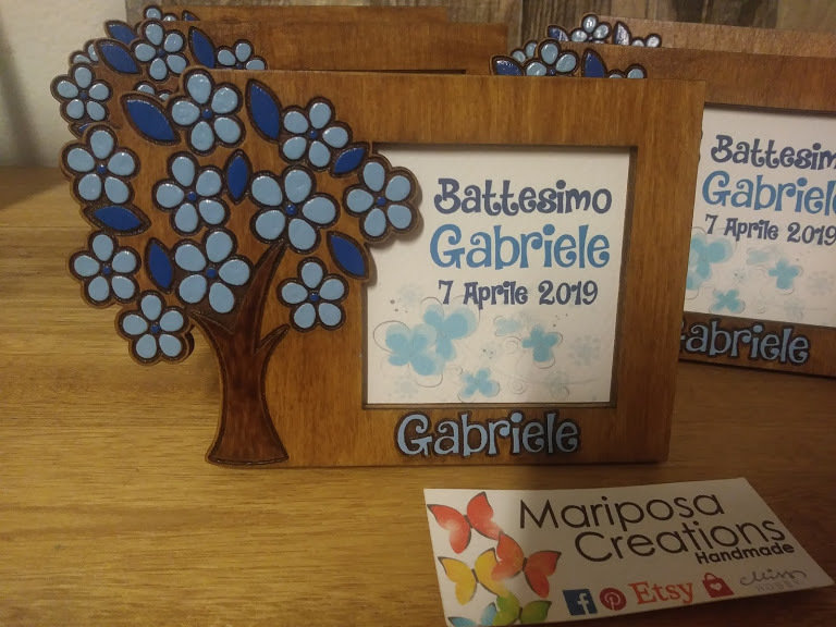Gruppo Maruccia Portafoto In Legno Con Albero Della Vita – Cornice Da Tavolo 17x19 Cm – Idea Bomboniera O Regalo – Grigio Scuro