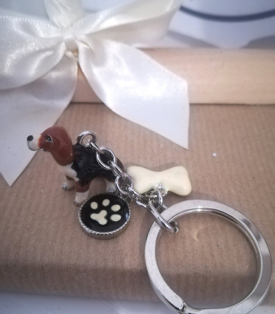 Portachiavi cane Ciondolo smaltato Dog Keychain Feste Idee rega