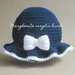 Cappello/cappellino blu con fiocco bianco - cotone - bambina - battesimo - fatto a mano