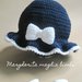 Cappello/cappellino blu con fiocco bianco - cotone - bambina - battesimo - fatto a mano