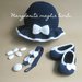 Cappello/cappellino blu con fiocco bianco - cotone - bambina - battesimo - fatto a mano