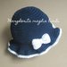 Cappello/cappellino blu con fiocco bianco - cotone - bambina - battesimo - fatto a mano