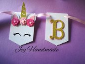 Banner festone festoni personalizzato lettere buon compleanno Happy birthday decorazioni decorazione unicorno
