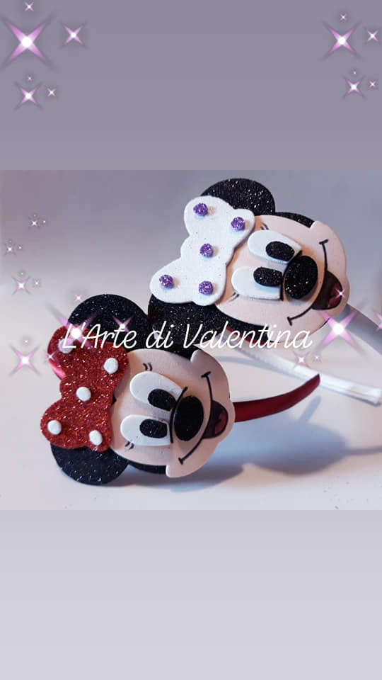 SERENA'S 2 Cerchietti Con Orecchie Di Minnie E Fiocco Rosso A Pois - Accessorio Per Travestimenti, Feste A Tema Disney, Halloween E Compleanni, Per Adulti E Bambini