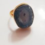 anello quarzo geode intagliato