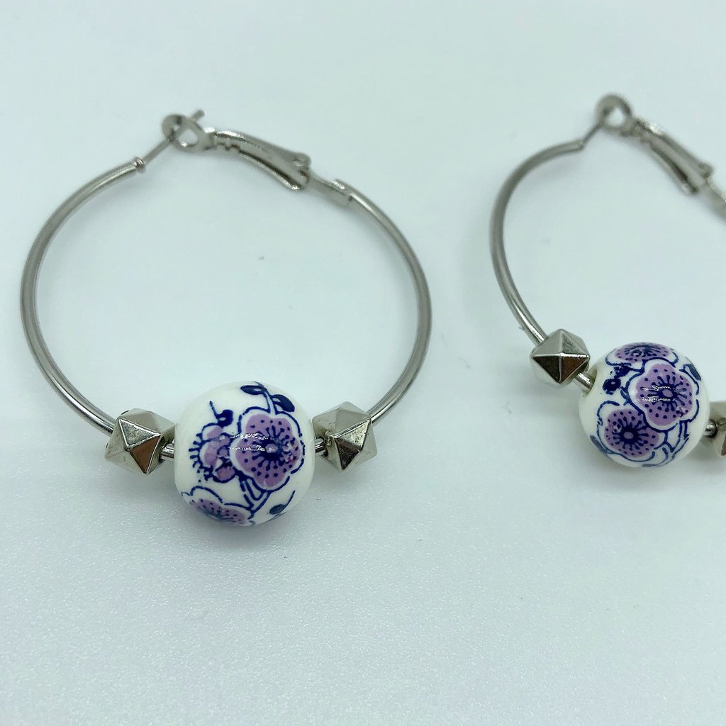 Orecchini a cerchio da donna a forma di cuore, con zirconia