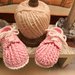 Scarpine neonato all'uncinetto rosa in puro cotone 100%  bimba 3/6 mesi
