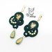 Orecchini pendenti in soutache verde, champagne e oro - gioielli tessuto