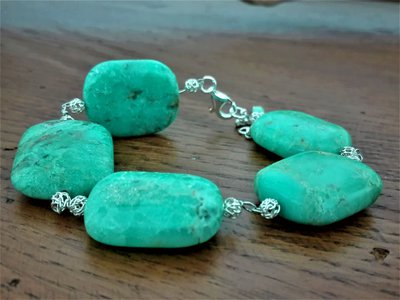 BRACCIALE IN CRISOPRASIO E ARGENTO BRACCIALE IN CRISOPRASIO E ARGENTO