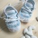 Scarpine/sneakers bambino cotone righe bianche e azzurre - uncinetto - Battesimo