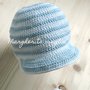 Cappello/cappellino con visiera bambino - cotone a righe bianco/azzurro - Battesimo