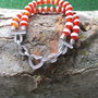 braccialetto due fili agate tibetane rosse e bianche 