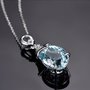 Collana donna in argento 925 con ciondolo pendente di vera acquamarina pietra dura naturale e zirconi bianchi chakra cristalloterapia