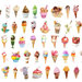 LOTTO 45 stickers adesivi in carta "Ice Cream" (da 1 a 3 cm)