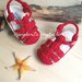Sandali bambino in cotone rosso - sandali ragnetto - uncinetto - fatti a mano