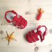 Sandali bambino in cotone rosso - sandali ragnetto - uncinetto - fatti a mano