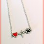 Collana cane, collana gatto, collana con cuore e zampetta per gli amanti di cani e gatti, gioielli cani, gioielli gatti, gioielli animali