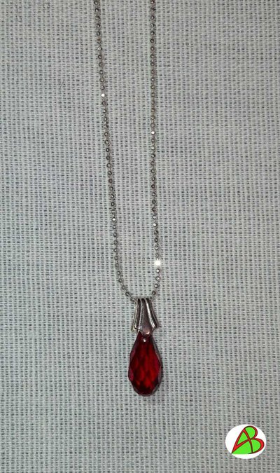 Collana A Goccia In Rubino Rosso, Pendente Ovale In Cristallo, Catena Regolabile 40+5 Cm, Stile Bohémien Per Donna