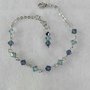 Bracciale acciaio con swarovski blu e azzurri fatto a mano