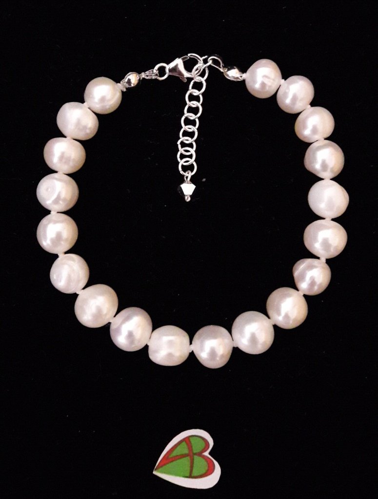 LadyB Bracciale Regolabile In Argento 925 Con Perle Bianche E Zirconi - Braccialetto Donna Lucido, Antiruggine, Ipoallergenico
