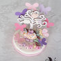 Cake topper albero della vita battesimo bimba farfalle 