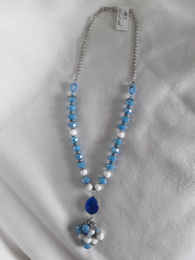 Collana Lunga Con Pendente A Goccia In Cristallo CZ, Placcata Oro E Argento, Catena In Cordino Di Cera, 70+6 Cm, 22,9g