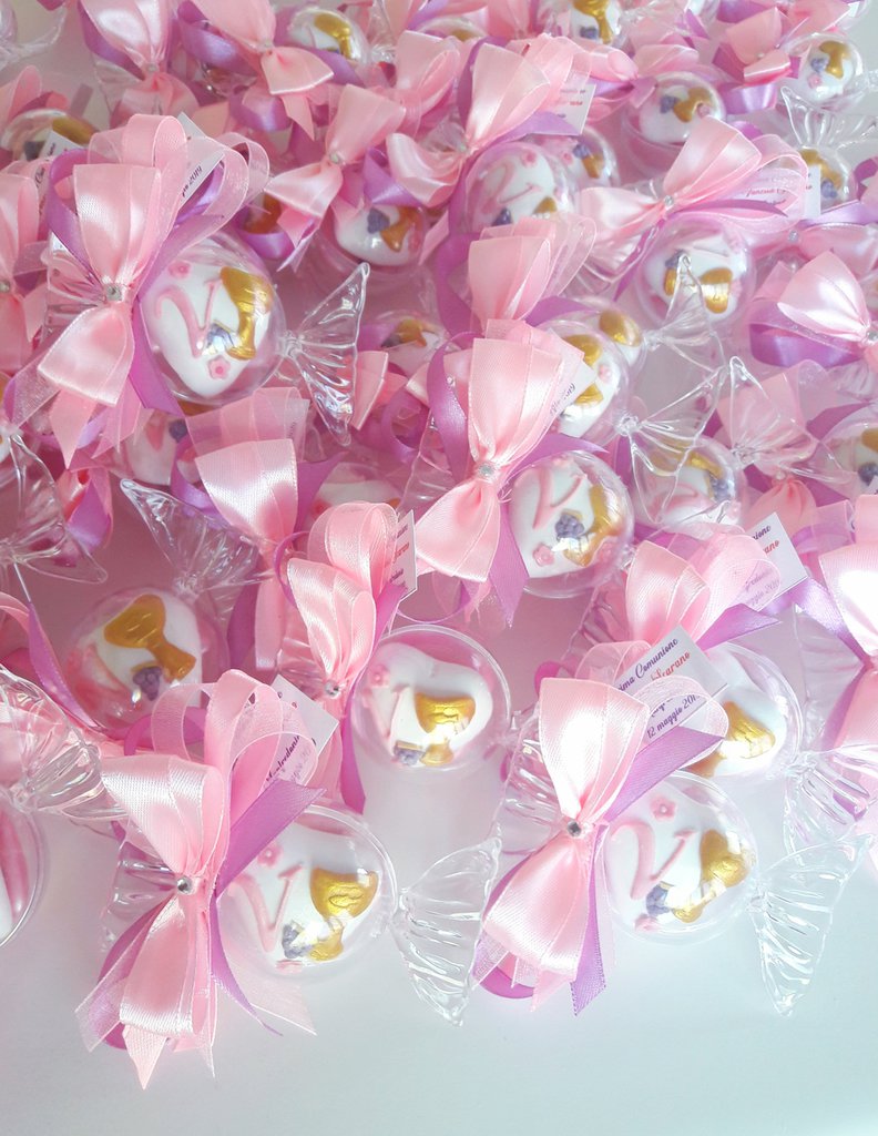 25 Scatoline Portaconfetti In Plexiglass Trasparente A Forma Di Caramella, Per Bomboniere